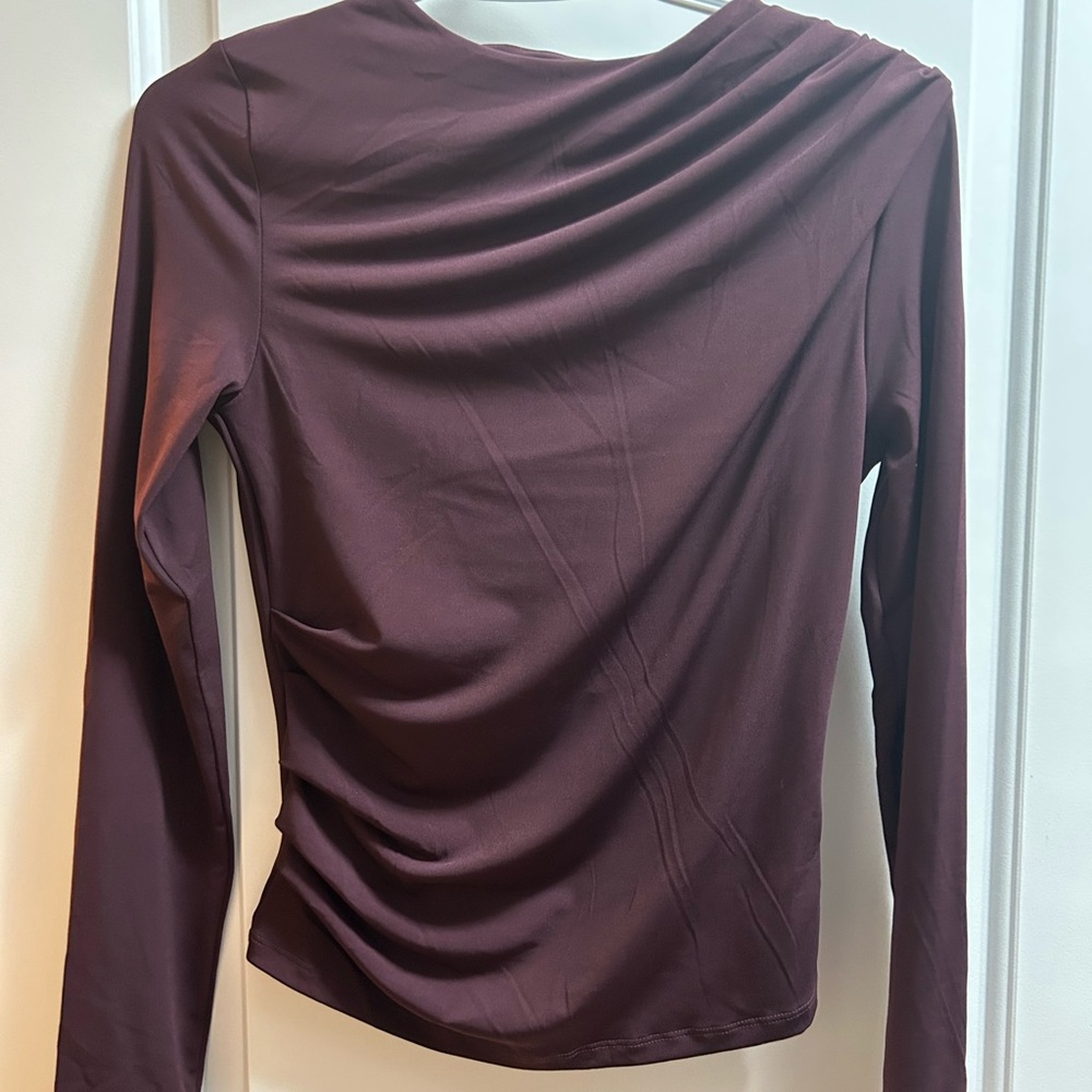 Burgundy Long Sleeve Top with ruching